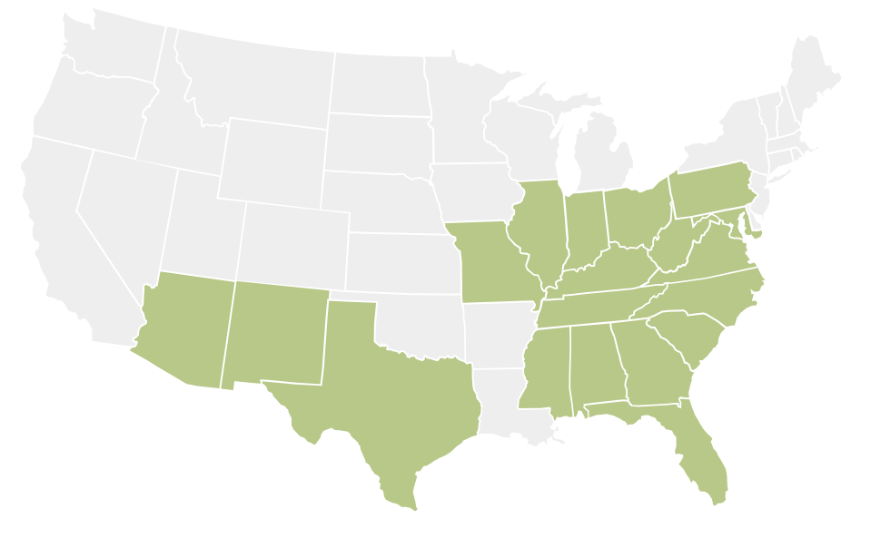 Map of States Meridian is writing in
